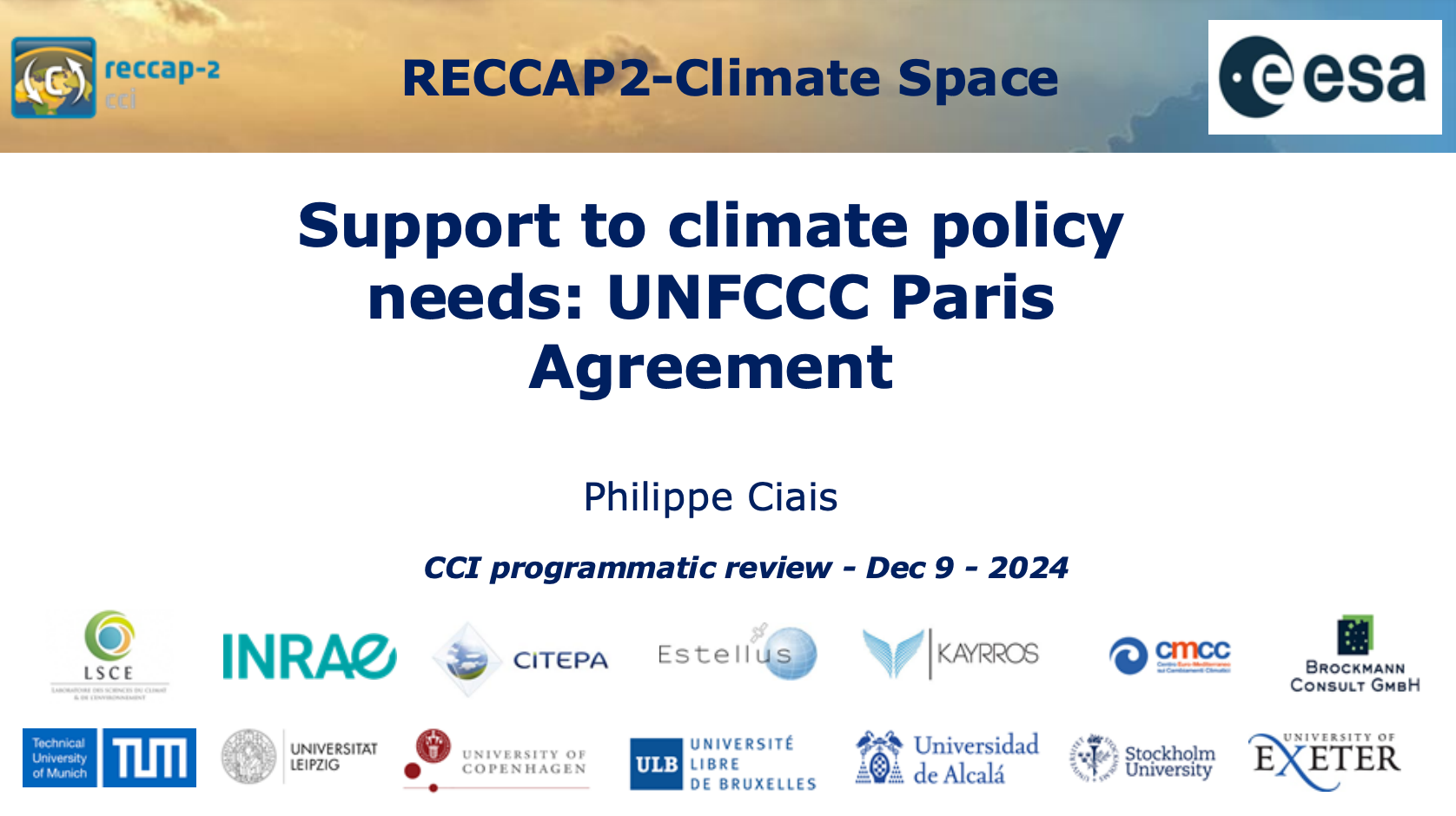 ESA RECCAP-2: Support to the UNFCCC Paris Agreement