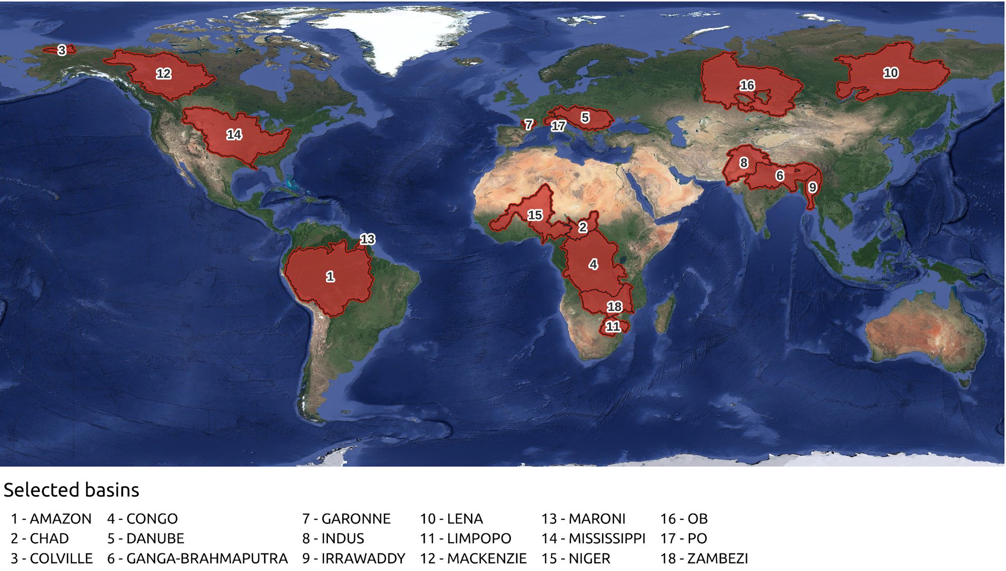 All selected river basins for the precursor project.